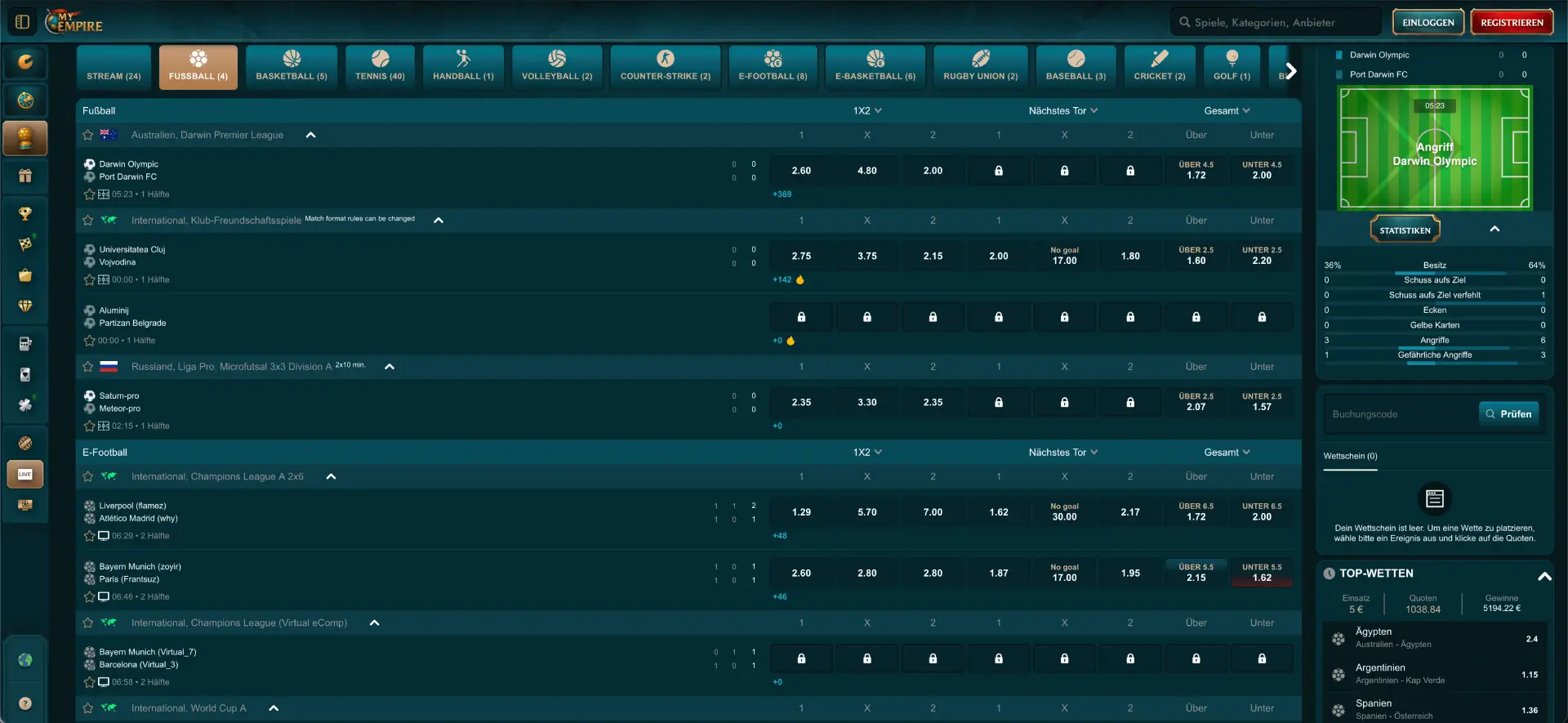 MyEmpire Sport und Live Wetten MyEmpire Sport und Live Wetten