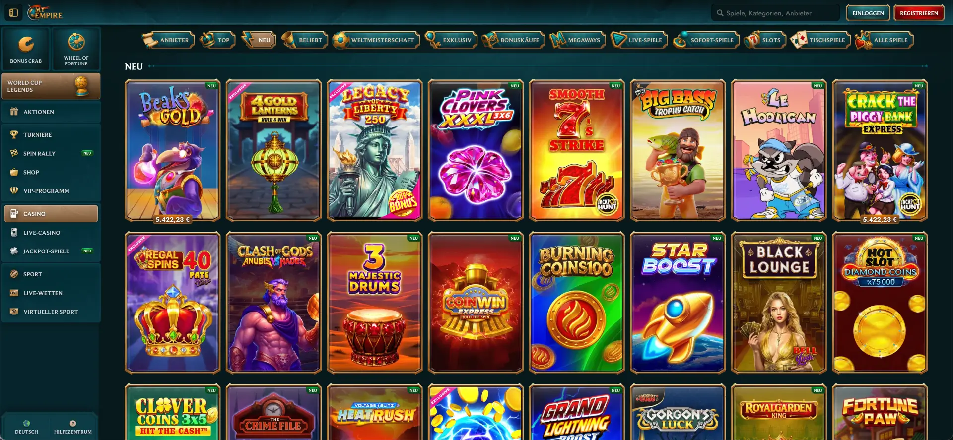 MyEmpire Casino Lobby fur deutsche Spieler MyEmpire Casino Lobby fur deutsche Spieler